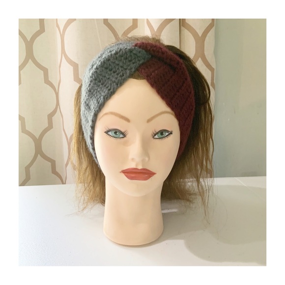 Crochet Color Block Twisted Ear Warmer Headband Homemade - Picture 2 of 6